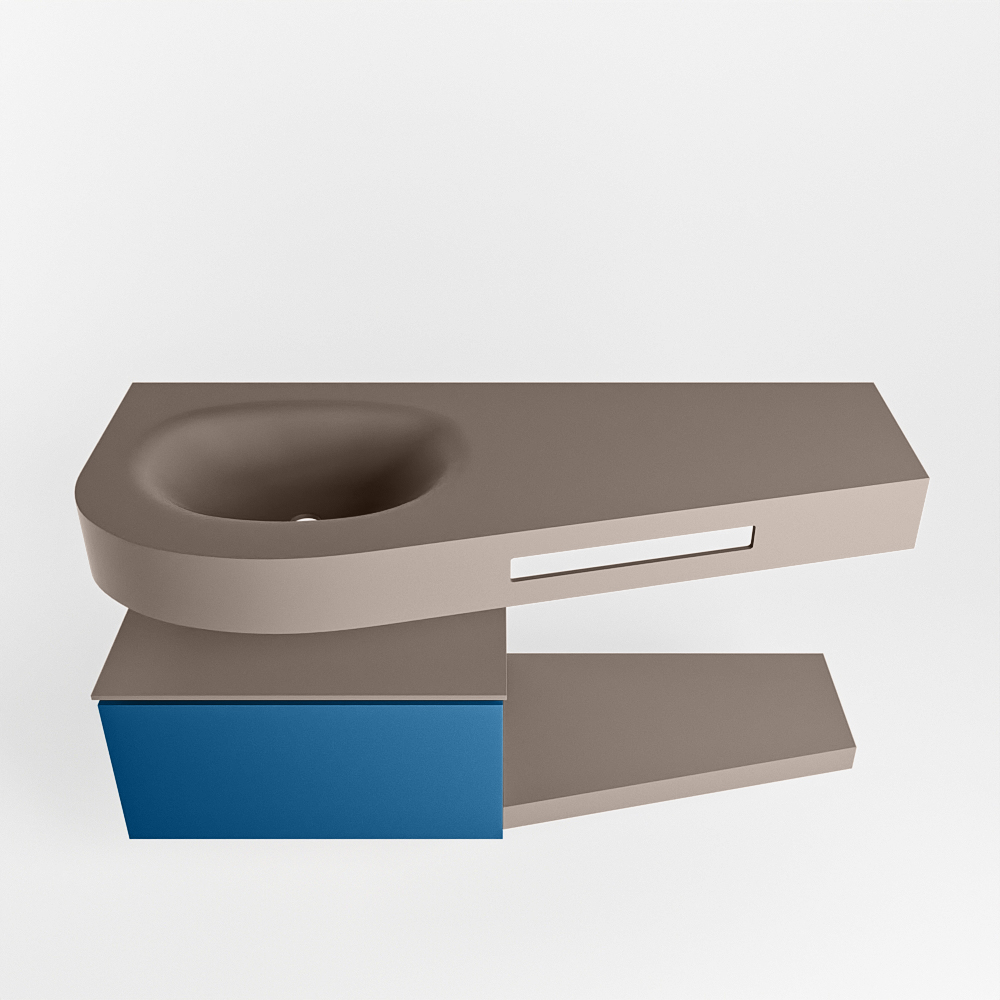 MONDIAZ RIVA 120cm mueble de baño / estante color Jeans con 1 cajón. Lavabo DULCET Izquierda 1 orificio, color Smoke. 6 MONDIAZ RIVA 120cm mueble de baño / estante color Jeans con 1 cajón. Lavabo DULCET Izquierda 1 orificio, color Smoke. - Imagen 6