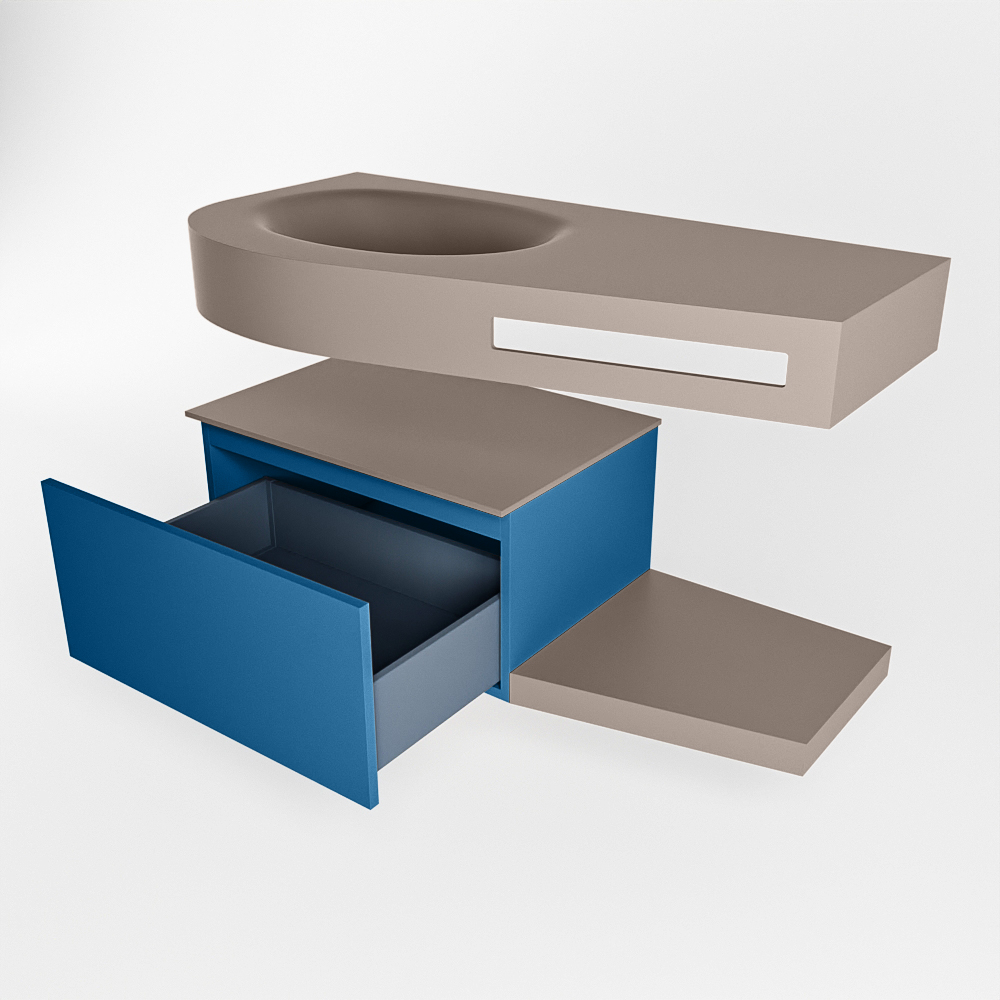 MONDIAZ RIVA 100cm mueble de baño / estante color Jeans con 1 cajón. Lavabo DULCET Izquierda 1 orificio, color Smoke. 5 MONDIAZ RIVA 100cm mueble de baño / estante color Jeans con 1 cajón. Lavabo DULCET Izquierda 1 orificio, color Smoke. - Imagen 5
