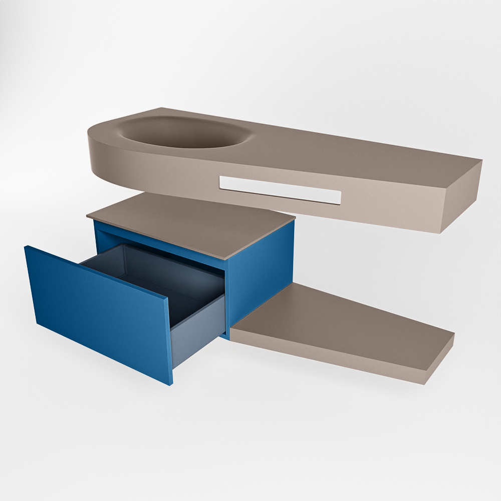 MONDIAZ RIVA 120cm mueble de baño / estante color Jeans con 1 cajón. Lavabo DULCET Izquierda 1 orificio, color Smoke. 5 MONDIAZ RIVA 120cm mueble de baño / estante color Jeans con 1 cajón. Lavabo DULCET Izquierda 1 orificio, color Smoke. - Imagen 5