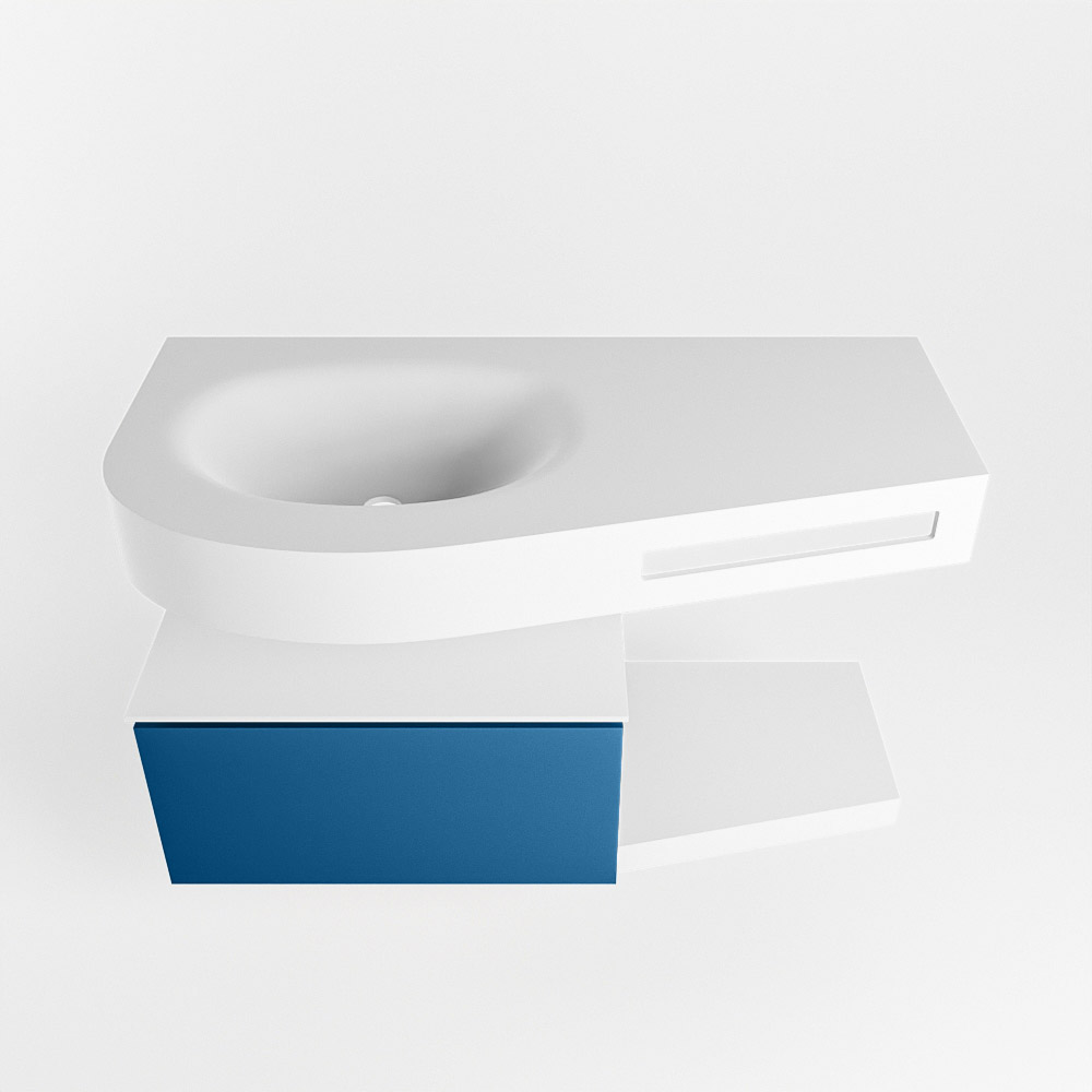 MONDIAZ RIVA 100cm mueble de baño / estante color Jeans con 1 cajón. Lavabo DULCET Izquierda sin orificio, color Talc. 6 MONDIAZ RIVA 100cm mueble de baño / estante color Jeans con 1 cajón. Lavabo DULCET Izquierda sin orificio, color Talc. - Imagen 6