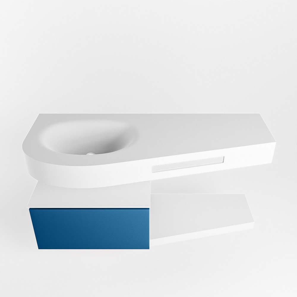 MONDIAZ RIVA 120cm mueble de baño / estante color Jeans con 1 cajón. Lavabo DULCET Izquierda 1 orificio, color Talc. 6 MONDIAZ RIVA 120cm mueble de baño / estante color Jeans con 1 cajón. Lavabo DULCET Izquierda 1 orificio, color Talc. - Imagen 6