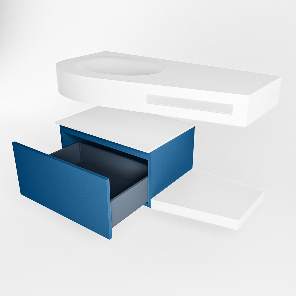 MONDIAZ RIVA 100cm mueble de baño / estante color Jeans con 1 cajón. Lavabo DULCET Izquierda sin orificio, color Talc. 5 MONDIAZ RIVA 100cm mueble de baño / estante color Jeans con 1 cajón. Lavabo DULCET Izquierda sin orificio, color Talc. - Imagen 5