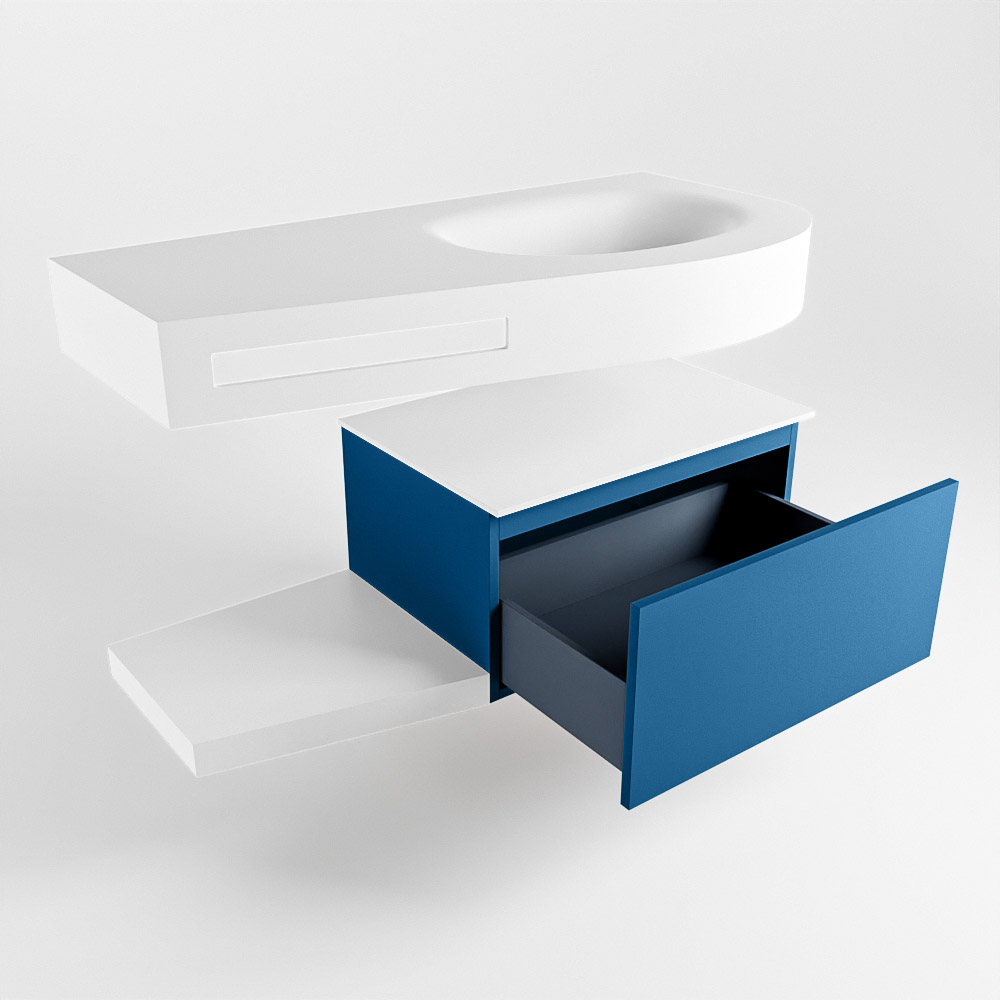 MONDIAZ RIVA 100cm mueble de baño / estante color Jeans con 1 cajón. Lavabo DULCET Derecho sin orificio, color Talc. 5 MONDIAZ RIVA 100cm mueble de baño / estante color Jeans con 1 cajón. Lavabo DULCET Derecho sin orificio, color Talc. - Imagen 5