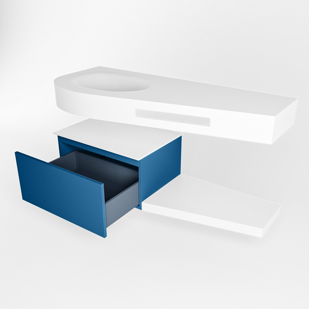 MONDIAZ RIVA 120cm mueble de baño / estante color Jeans con 1 cajón. Lavabo DULCET Izquierda 1 orificio, color Talc. 5 MONDIAZ RIVA 120cm mueble de baño / estante color Jeans con 1 cajón. Lavabo DULCET Izquierda 1 orificio, color Talc. - Imagen 5