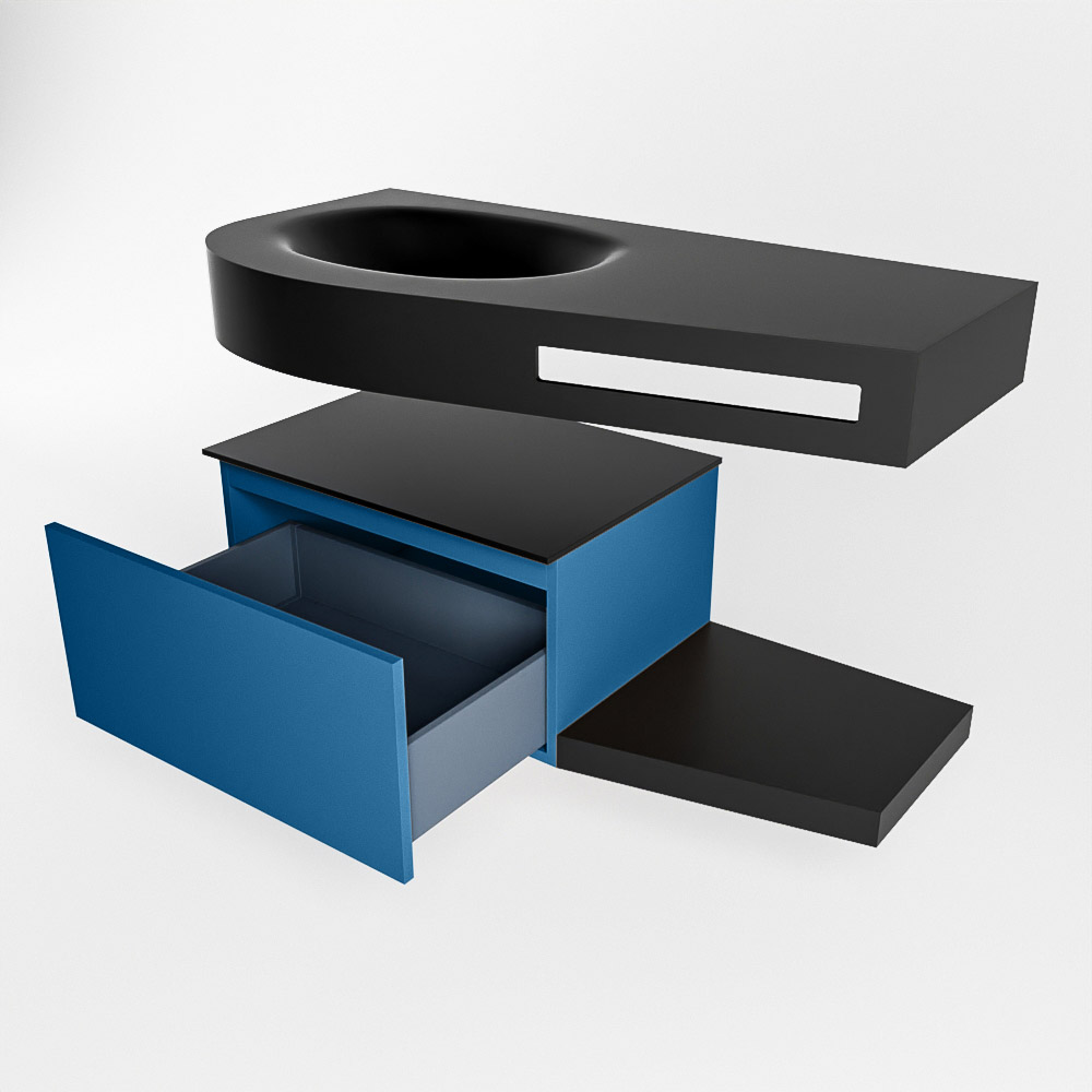 MONDIAZ RIVA 100cm mueble de baño / estante color Jeans con 1 cajón. Lavabo DULCET Izquierda sin orificio, color Urban. 5 MONDIAZ RIVA 100cm mueble de baño / estante color Jeans con 1 cajón. Lavabo DULCET Izquierda sin orificio, color Urban. - Imagen 5