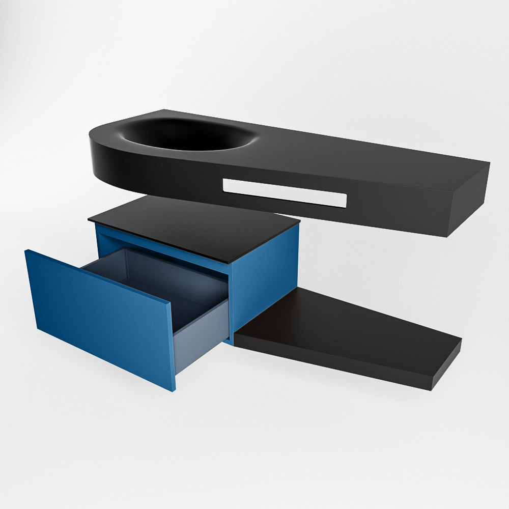 MONDIAZ RIVA 120cm mueble de baño / estante color Jeans con 1 cajón. Lavabo DULCET Izquierda 1 orificio, color Urban. 5 MONDIAZ RIVA 120cm mueble de baño / estante color Jeans con 1 cajón. Lavabo DULCET Izquierda 1 orificio, color Urban. - Imagen 5