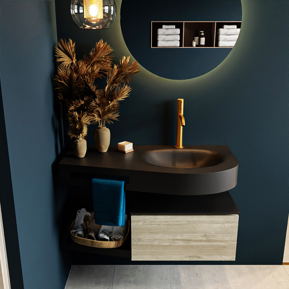 MONDIAZ RIVA 100cm mueble de baño / estante color Light Brown Grey con 1 cajón. Lavabo DULCET Derecho 1 orificio, color Urban. 3 MONDIAZ RIVA 100cm mueble de baño / estante color Light Brown Grey con 1 cajón. Lavabo DULCET Derecho 1 orificio, color Urban. - Imagen 3