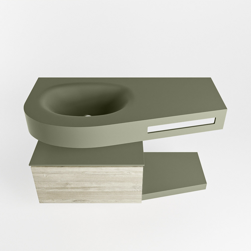 MONDIAZ RIVA 100cm mueble de baño / estante color Light Brown Grey con 1 cajón. Lavabo DULCET Izquierda sin orificio, color Army. 6 MONDIAZ RIVA 100cm mueble de baño / estante color Light Brown Grey con 1 cajón. Lavabo DULCET Izquierda sin orificio, color Army. - Imagen 6
