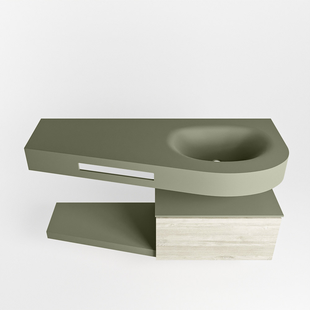 MONDIAZ RIVA 120cm mueble de baño / estante color Light Brown Grey con 1 cajón. Lavabo DULCET Derecho 1 orificio, color Army. 6 MONDIAZ RIVA 120cm mueble de baño / estante color Light Brown Grey con 1 cajón. Lavabo DULCET Derecho 1 orificio, color Army. - Imagen 6