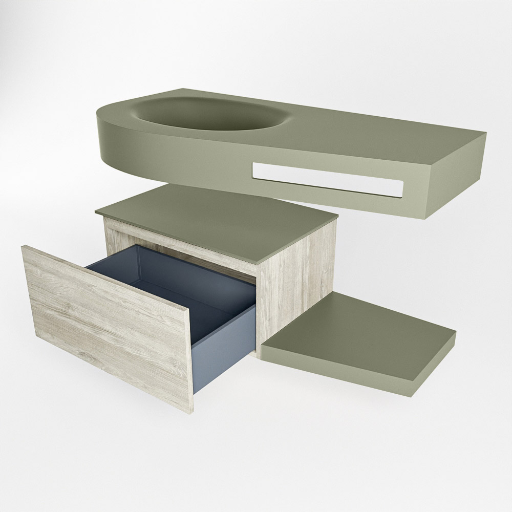 MONDIAZ RIVA 100cm mueble de baño / estante color Light Brown Grey con 1 cajón. Lavabo DULCET Izquierda sin orificio, color Army. 5 MONDIAZ RIVA 100cm mueble de baño / estante color Light Brown Grey con 1 cajón. Lavabo DULCET Izquierda sin orificio, color Army. - Imagen 5