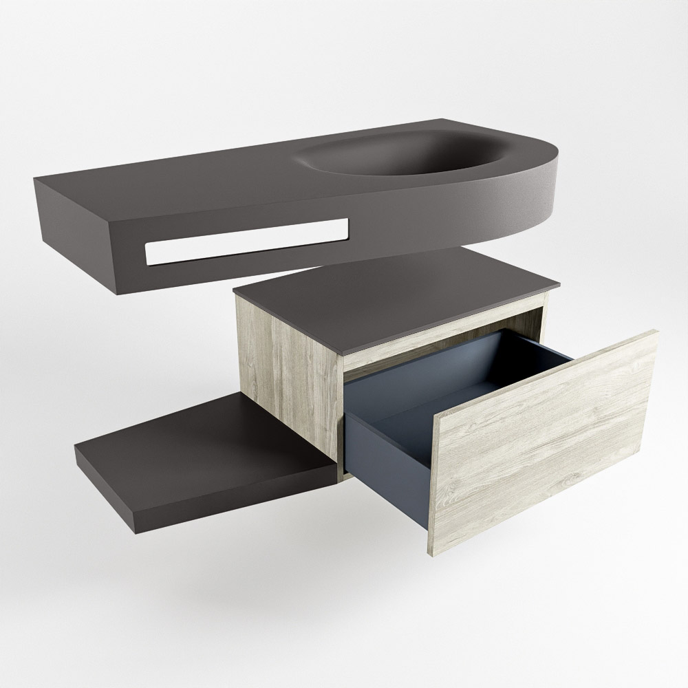 MONDIAZ RIVA 100cm mueble de baño / estante color Light Brown Grey con 1 cajón. Lavabo DULCET Derecho 1 orificio, color Dark Grey. 5 MONDIAZ RIVA 100cm mueble de baño / estante color Light Brown Grey con 1 cajón. Lavabo DULCET Derecho 1 orificio, color Dark Grey. - Imagen 5