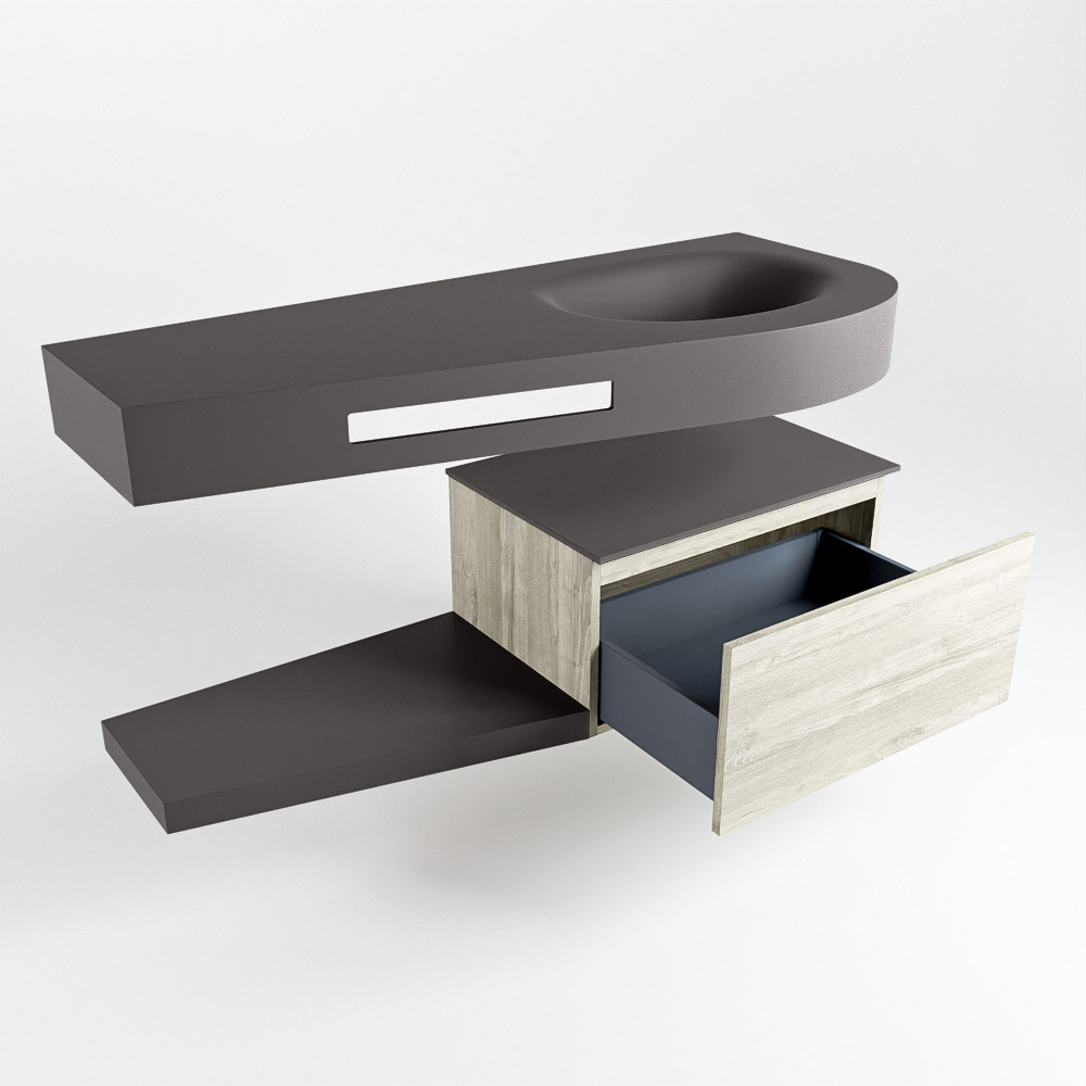 MONDIAZ RIVA 120cm mueble de baño / estante color Light Brown Grey con 1 cajón. Lavabo DULCET Derecho 1 orificio, color Dark Grey. 5 MONDIAZ RIVA 120cm mueble de baño / estante color Light Brown Grey con 1 cajón. Lavabo DULCET Derecho 1 orificio, color Dark Grey. - Imagen 5