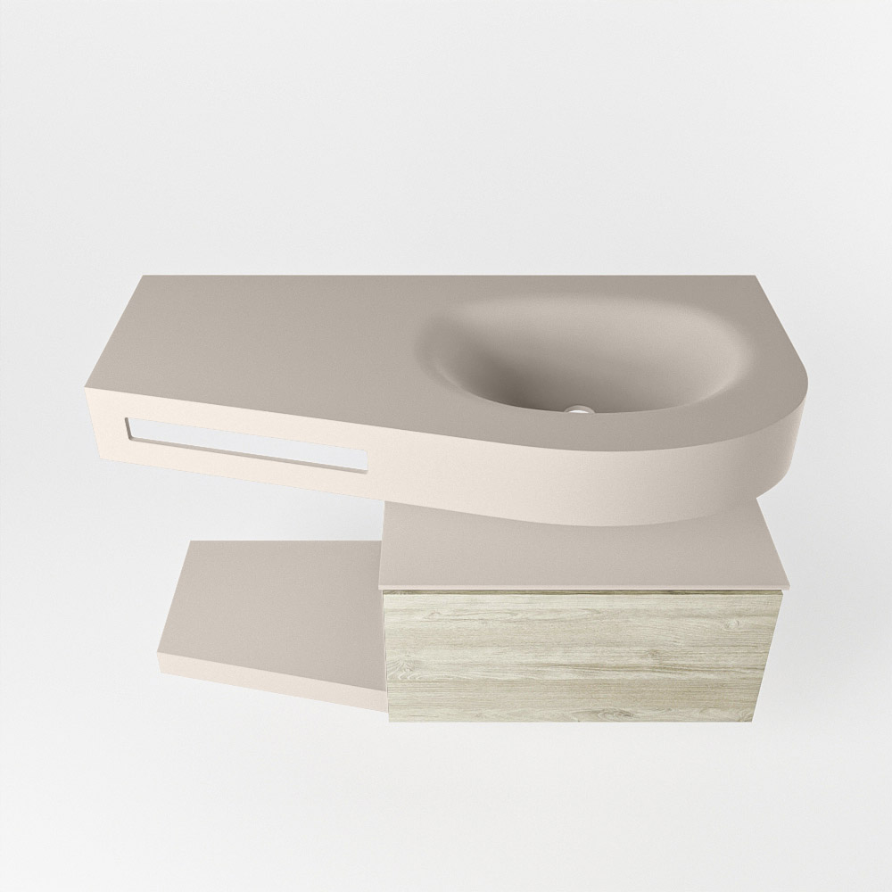 MONDIAZ RIVA 100cm mueble de baño / estante color Light Brown Grey con 1 cajón. Lavabo DULCET Derecho sin orificio, color Linen. 6 MONDIAZ RIVA 100cm mueble de baño / estante color Light Brown Grey con 1 cajón. Lavabo DULCET Derecho sin orificio, color Linen. - Imagen 6