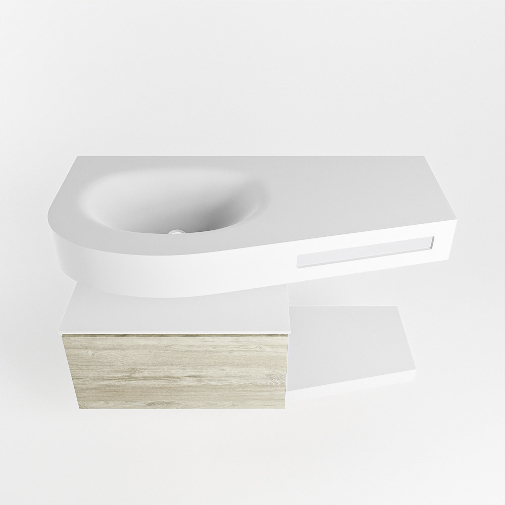 MONDIAZ RIVA 100cm mueble de baño / estante color Light Brown Grey con 1 cajón. Lavabo DULCET Izquierda sin orificio, color Talc. - Imagen 6