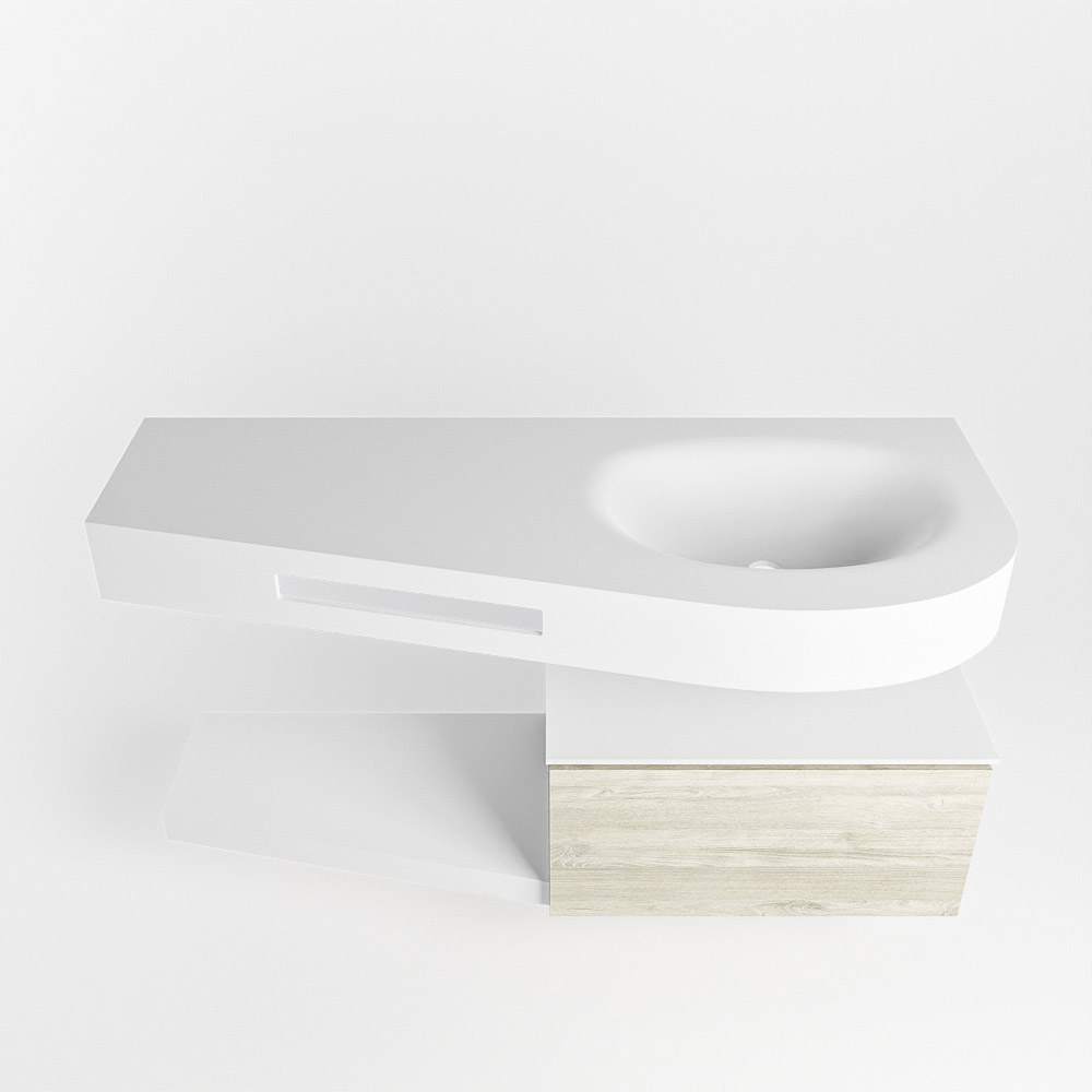 MONDIAZ RIVA 120cm mueble de baño / estante color Light Brown Grey con 1 cajón. Lavabo DULCET Derecho 1 orificio, color Talc. - Imagen 6