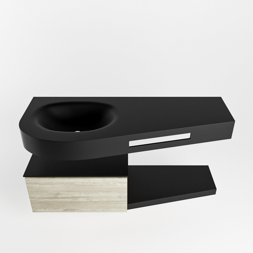 MONDIAZ RIVA 120cm mueble de baño / estante color Light Brown Grey con 1 cajón. Lavabo DULCET Izquierda 1 orificio, color Urban. - Imagen 6