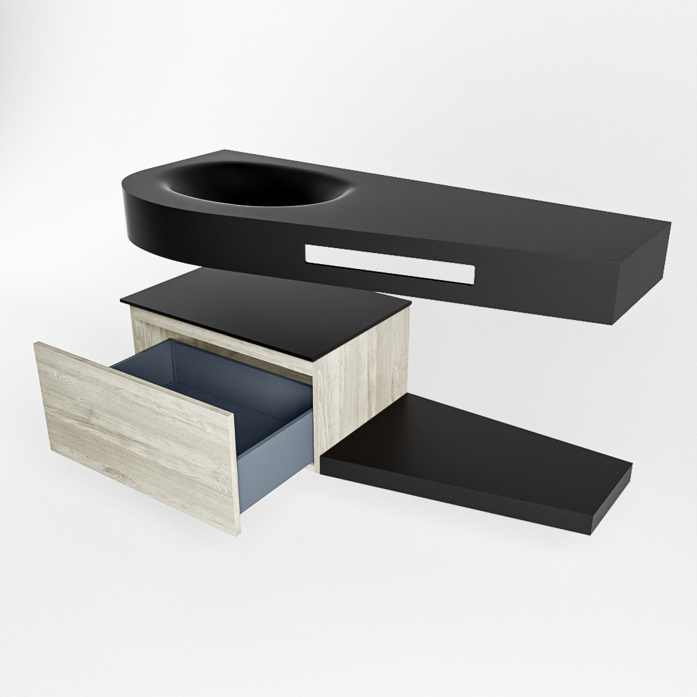 MONDIAZ RIVA 120cm mueble de baño / estante color Light Brown Grey con 1 cajón. Lavabo DULCET Izquierda 1 orificio, color Urban. - Imagen 5