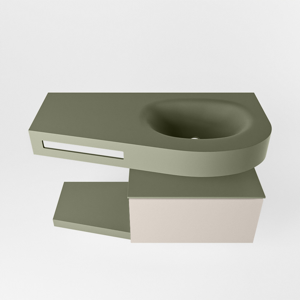 MONDIAZ RIVA 100cm mueble de baño / estante color Linen con 1 cajón. Lavabo DULCET Derecho sin orificio, color Army. 6 MONDIAZ RIVA 100cm mueble de baño / estante color Linen con 1 cajón. Lavabo DULCET Derecho sin orificio, color Army. - Imagen 6