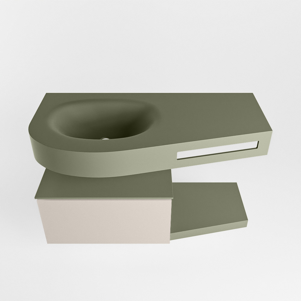 MONDIAZ RIVA 100cm mueble de baño / estante color Linen con 1 cajón. Lavabo DULCET Izquierda 1 orificio, color Army. 6 MONDIAZ RIVA 100cm mueble de baño / estante color Linen con 1 cajón. Lavabo DULCET Izquierda 1 orificio, color Army. - Imagen 6