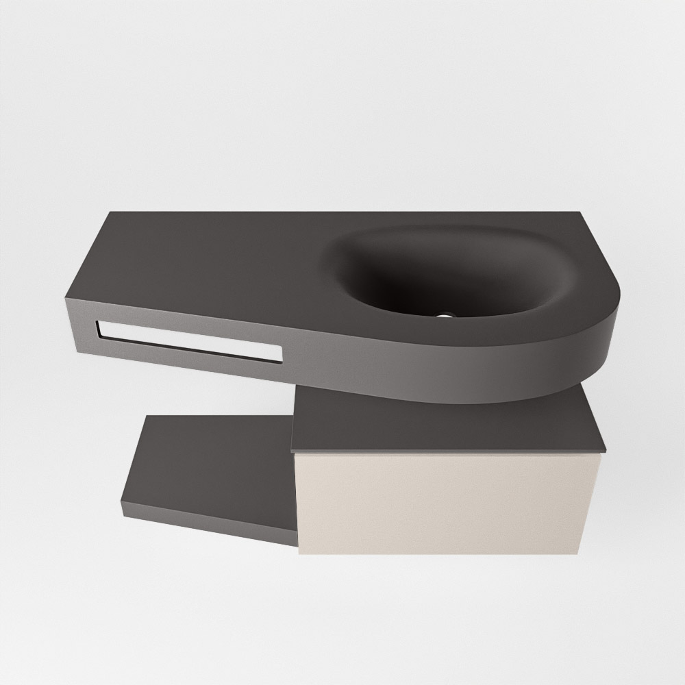 MONDIAZ RIVA 100cm mueble de baño / estante color Linen con 1 cajón. Lavabo DULCET Derecho sin orificio, color Dark Grey. 6 MONDIAZ RIVA 100cm mueble de baño / estante color Linen con 1 cajón. Lavabo DULCET Derecho sin orificio, color Dark Grey. - Imagen 6