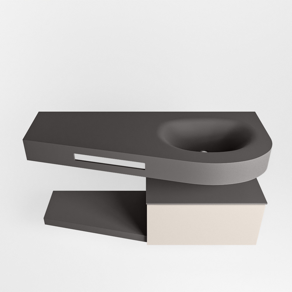 MONDIAZ RIVA 120cm mueble de baño / estante color Linen con 1 cajón. Lavabo DULCET Derecho 1 orificio, color Dark Grey. 6 MONDIAZ RIVA 120cm mueble de baño / estante color Linen con 1 cajón. Lavabo DULCET Derecho 1 orificio, color Dark Grey. - Imagen 6