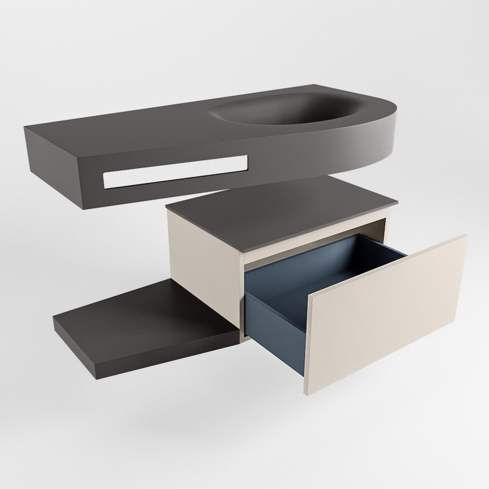 MONDIAZ RIVA 100cm mueble de baño / estante color Linen con 1 cajón. Lavabo DULCET Derecho sin orificio, color Dark Grey. 5 MONDIAZ RIVA 100cm mueble de baño / estante color Linen con 1 cajón. Lavabo DULCET Derecho sin orificio, color Dark Grey. - Imagen 5