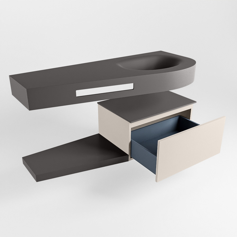 MONDIAZ RIVA 120cm mueble de baño / estante color Linen con 1 cajón. Lavabo DULCET Derecho 1 orificio, color Dark Grey. 5 MONDIAZ RIVA 120cm mueble de baño / estante color Linen con 1 cajón. Lavabo DULCET Derecho 1 orificio, color Dark Grey. - Imagen 5