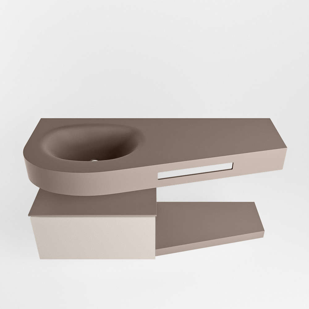 MONDIAZ RIVA 120cm mueble de baño / estante color Linen con 1 cajón. Lavabo DULCET Izquierda sin orificio, color Smoke. 6 MONDIAZ RIVA 120cm mueble de baño / estante color Linen con 1 cajón. Lavabo DULCET Izquierda sin orificio, color Smoke. - Imagen 6