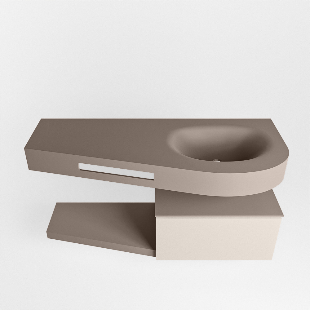 MONDIAZ RIVA 120cm mueble de baño / estante color Linen con 1 cajón. Lavabo DULCET Derecho 1 orificio, color Smoke. 6 MONDIAZ RIVA 120cm mueble de baño / estante color Linen con 1 cajón. Lavabo DULCET Derecho 1 orificio, color Smoke. - Imagen 6