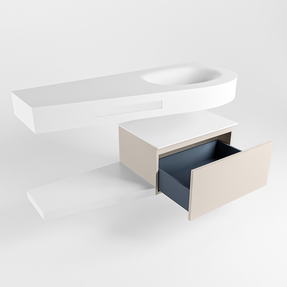 MONDIAZ RIVA 120cm mueble de baño / estante color Linen con 1 cajón. Lavabo DULCET Derecho 1 orificio, color Talc. 5 MONDIAZ RIVA 120cm mueble de baño / estante color Linen con 1 cajón. Lavabo DULCET Derecho 1 orificio, color Talc. - Imagen 5