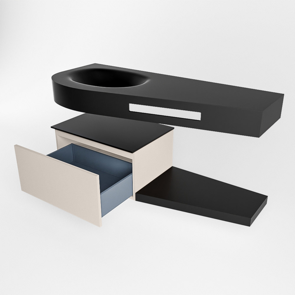 MONDIAZ RIVA 120cm mueble de baño / estante color Linen con 1 cajón. Lavabo DULCET Izquierda sin orificio, color Urban. 5 MONDIAZ RIVA 120cm mueble de baño / estante color Linen con 1 cajón. Lavabo DULCET Izquierda sin orificio, color Urban. - Imagen 5