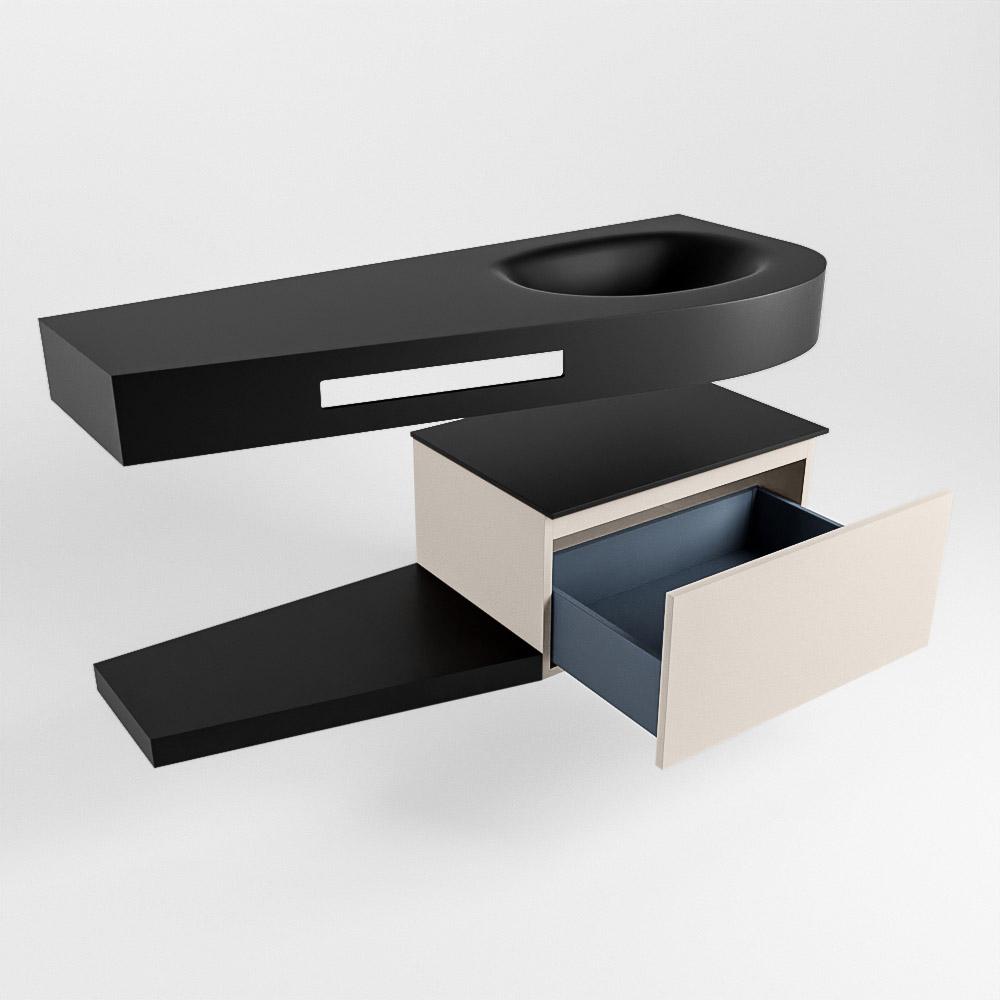 MONDIAZ RIVA 120cm mueble de baño / estante color Linen con 1 cajón. Lavabo DULCET Derecho sin orificio, color Urban. 5 MONDIAZ RIVA 120cm mueble de baño / estante color Linen con 1 cajón. Lavabo DULCET Derecho sin orificio, color Urban. - Imagen 5