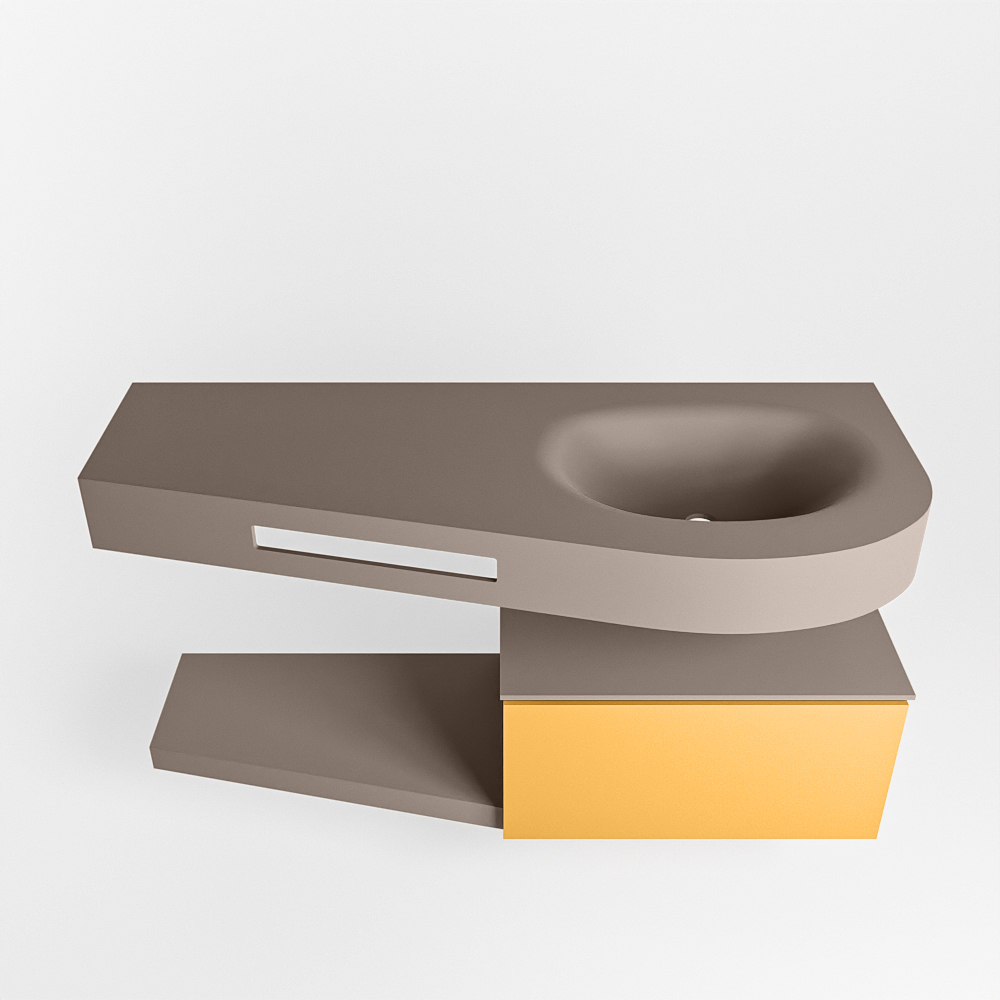 MONDIAZ RIVA 120cm mueble de baño / estante color Ocher con 1 cajón. Lavabo DULCET Derecho 1 orificio, color Smoke. 6 MONDIAZ RIVA 120cm mueble de baño / estante color Ocher con 1 cajón. Lavabo DULCET Derecho 1 orificio, color Smoke. - Imagen 6