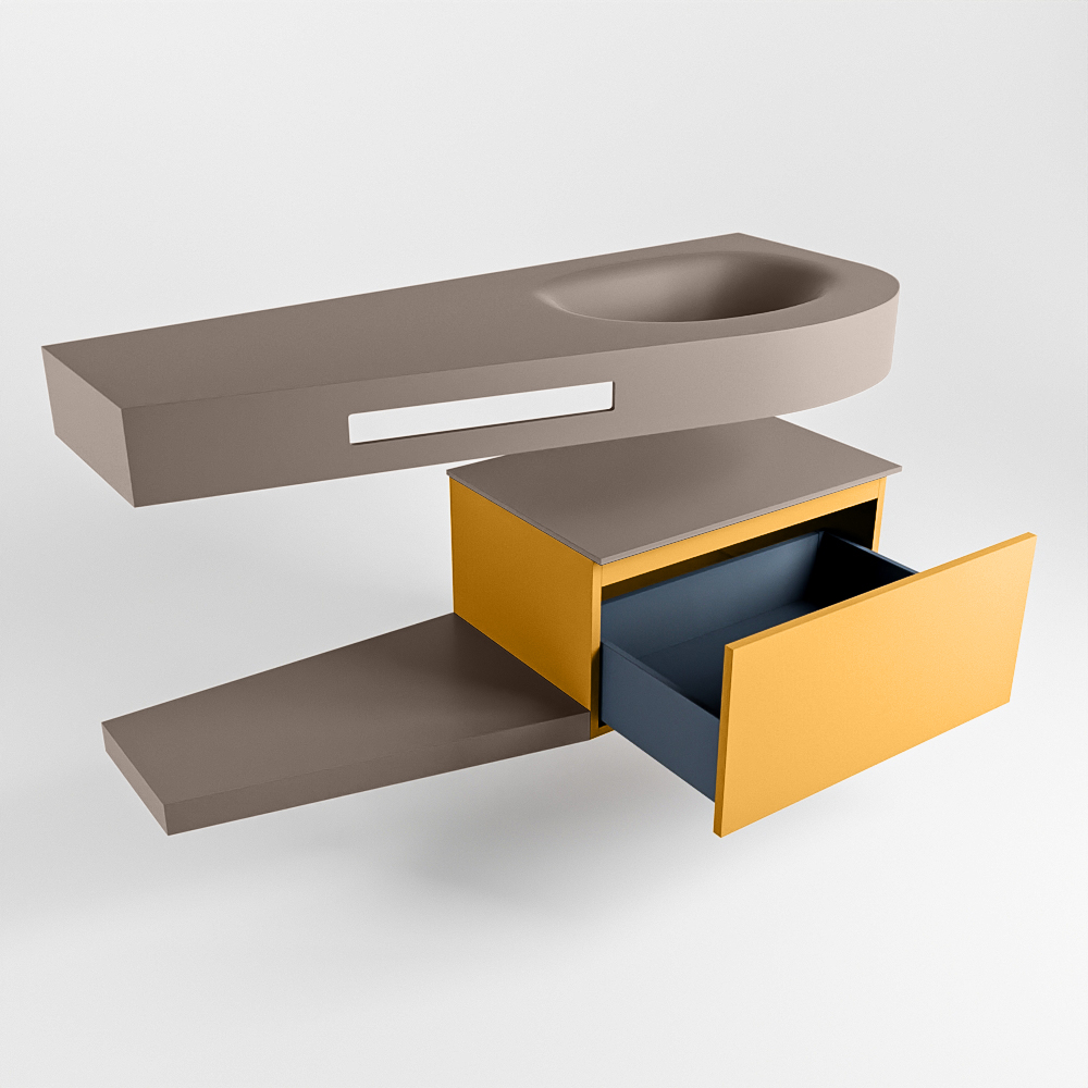 MONDIAZ RIVA 120cm mueble de baño / estante color Ocher con 1 cajón. Lavabo DULCET Derecho 1 orificio, color Smoke. 5 MONDIAZ RIVA 120cm mueble de baño / estante color Ocher con 1 cajón. Lavabo DULCET Derecho 1 orificio, color Smoke. - Imagen 5