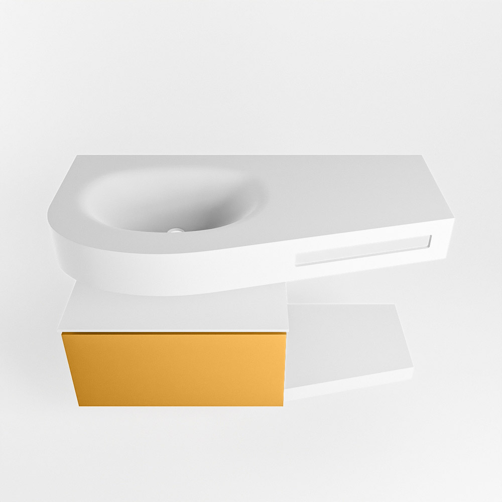 MONDIAZ RIVA 100cm mueble de baño / estante color Ocher con 1 cajón. Lavabo DULCET Izquierda 1 orificio, color Talc. 6 MONDIAZ RIVA 100cm mueble de baño / estante color Ocher con 1 cajón. Lavabo DULCET Izquierda 1 orificio, color Talc. - Imagen 6
