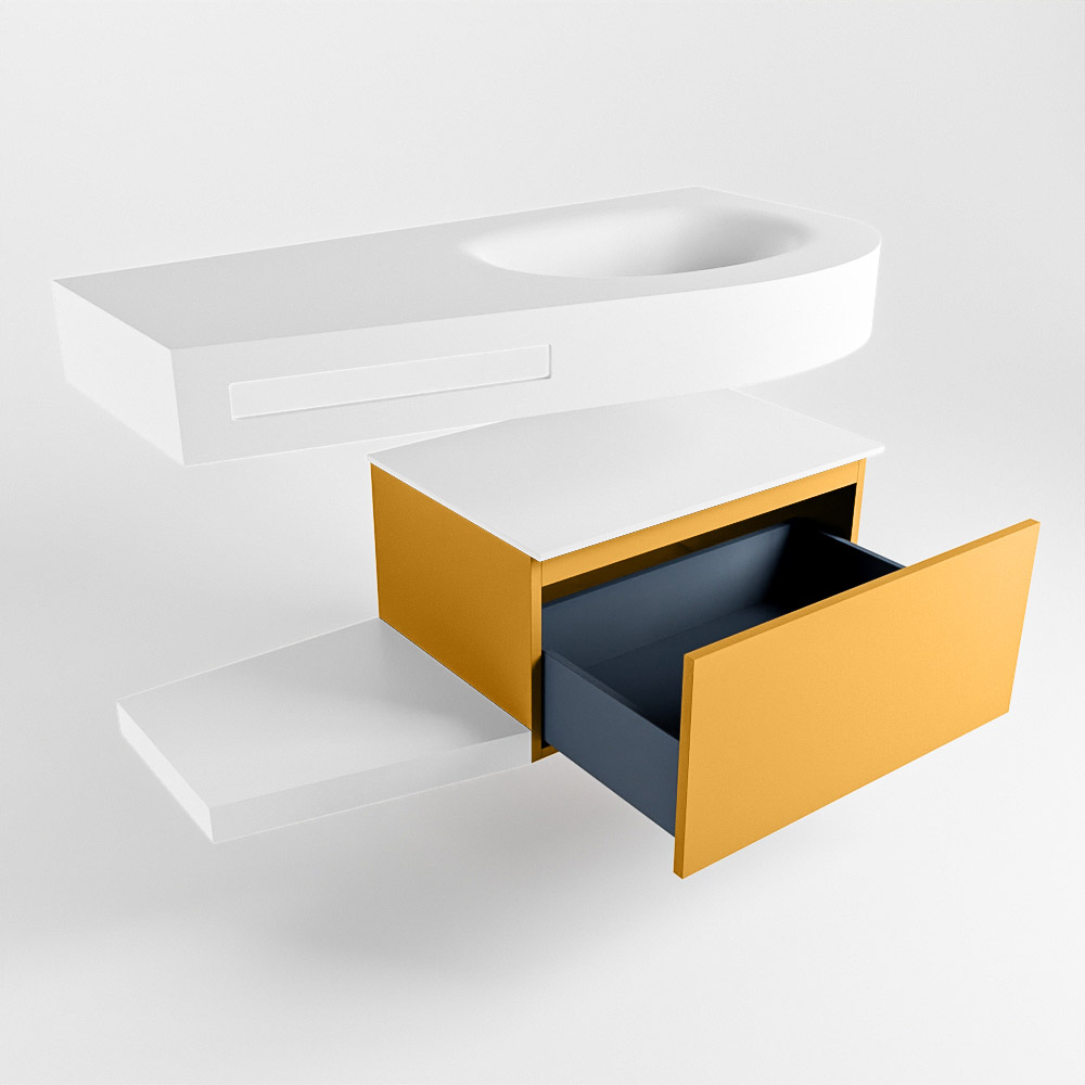 MONDIAZ RIVA 100cm mueble de baño / estante color Ocher con 1 cajón. Lavabo DULCET Derecho 1 orificio, color Talc. 5 MONDIAZ RIVA 100cm mueble de baño / estante color Ocher con 1 cajón. Lavabo DULCET Derecho 1 orificio, color Talc. - Imagen 5