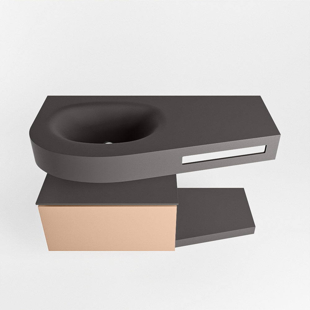 MONDIAZ RIVA 100cm mueble de baño / estante color Rosee con 1 cajón. Lavabo DULCET Izquierda 1 orificio, color Dark Grey. 6 MONDIAZ RIVA 100cm mueble de baño / estante color Rosee con 1 cajón. Lavabo DULCET Izquierda 1 orificio, color Dark Grey. - Imagen 6
