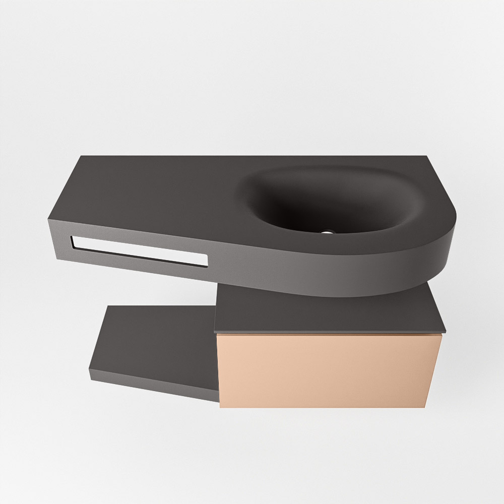MONDIAZ RIVA 100cm mueble de baño / estante color Rosee con 1 cajón. Lavabo DULCET Derecho 1 orificio, color Dark Grey. 6 MONDIAZ RIVA 100cm mueble de baño / estante color Rosee con 1 cajón. Lavabo DULCET Derecho 1 orificio, color Dark Grey. - Imagen 6
