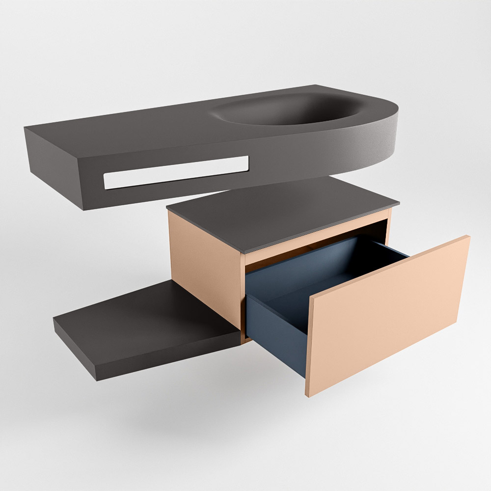 MONDIAZ RIVA 100cm mueble de baño / estante color Rosee con 1 cajón. Lavabo DULCET Derecho 1 orificio, color Dark Grey. 5 MONDIAZ RIVA 100cm mueble de baño / estante color Rosee con 1 cajón. Lavabo DULCET Derecho 1 orificio, color Dark Grey. - Imagen 5