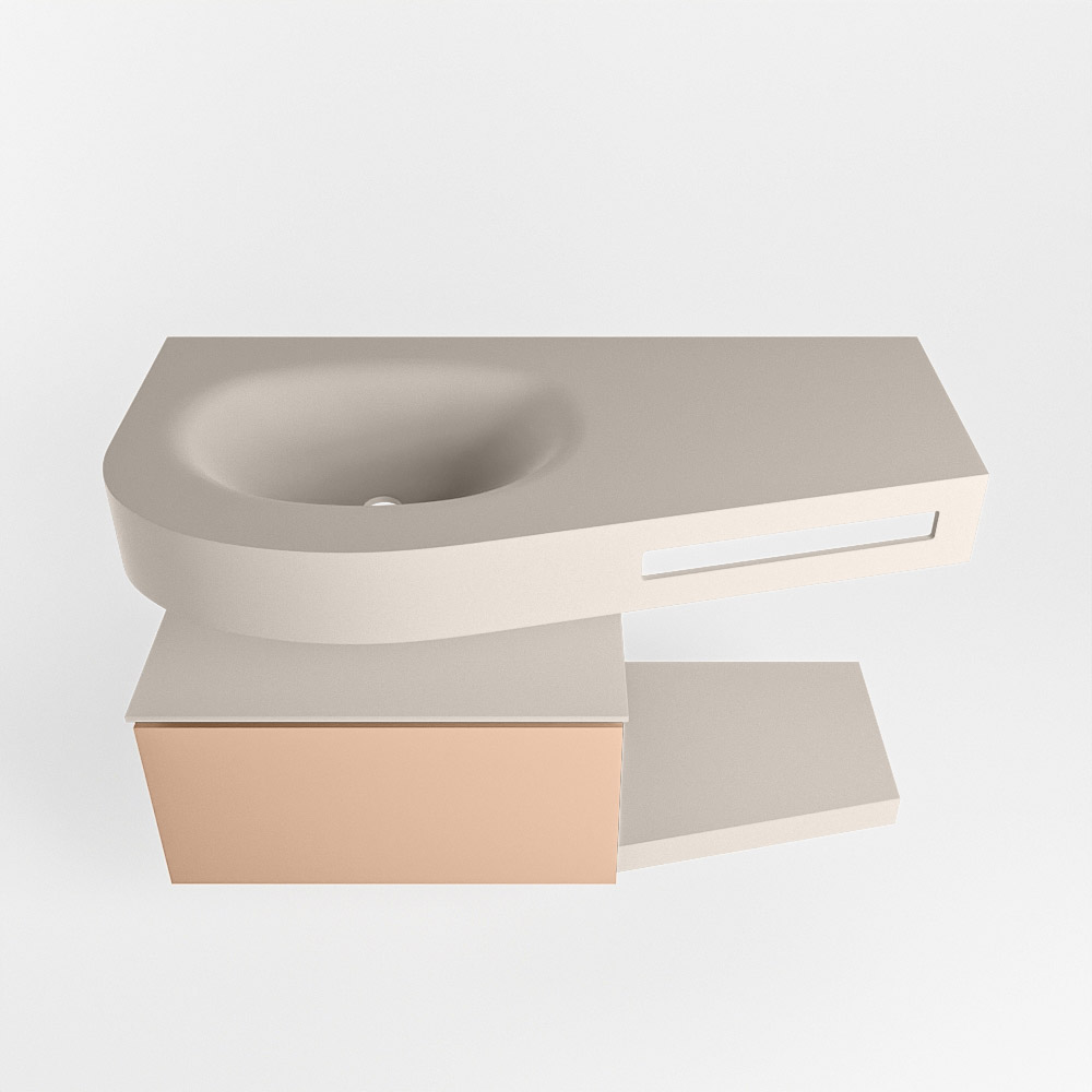MONDIAZ RIVA 100cm mueble de baño / estante color Rosee con 1 cajón. Lavabo DULCET Izquierda 1 orificio, color Linen. 6 MONDIAZ RIVA 100cm mueble de baño / estante color Rosee con 1 cajón. Lavabo DULCET Izquierda 1 orificio, color Linen. - Imagen 6