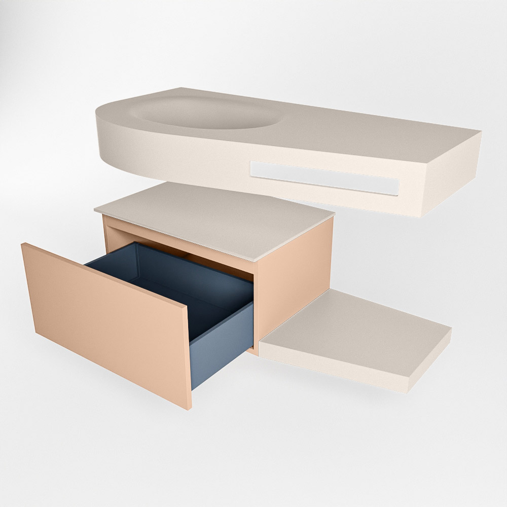 MONDIAZ RIVA 100cm mueble de baño / estante color Rosee con 1 cajón. Lavabo DULCET Izquierda 1 orificio, color Linen. 5 MONDIAZ RIVA 100cm mueble de baño / estante color Rosee con 1 cajón. Lavabo DULCET Izquierda 1 orificio, color Linen. - Imagen 5