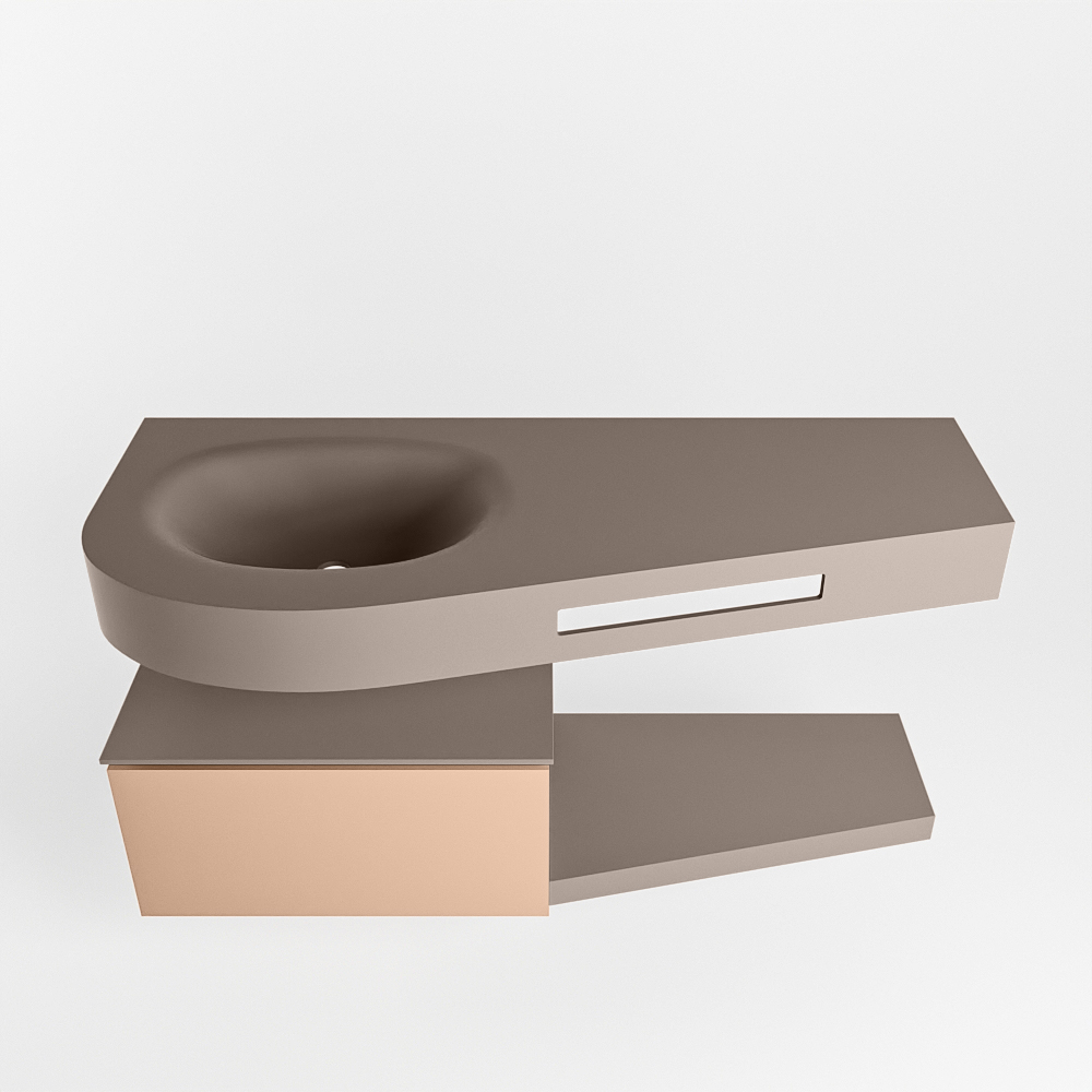 MONDIAZ RIVA 120cm mueble de baño / estante color Rosee con 1 cajón. Lavabo DULCET Izquierda 1 orificio, color Smoke. 6 MONDIAZ RIVA 120cm mueble de baño / estante color Rosee con 1 cajón. Lavabo DULCET Izquierda 1 orificio, color Smoke. - Imagen 6