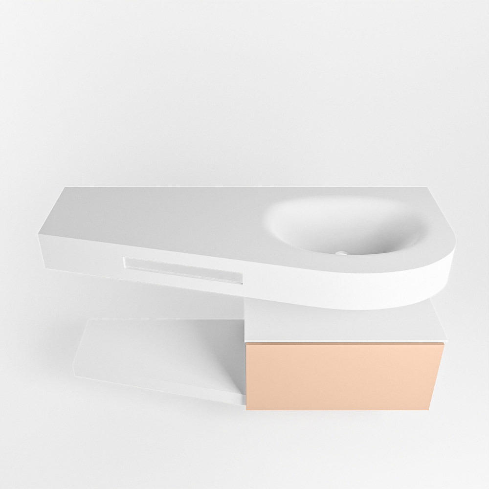 MONDIAZ RIVA 120cm mueble de baño / estante color Rosee con 1 cajón. Lavabo DULCET Derecho sin orificio, color Talc. 6 MONDIAZ RIVA 120cm mueble de baño / estante color Rosee con 1 cajón. Lavabo DULCET Derecho sin orificio, color Talc. - Imagen 6
