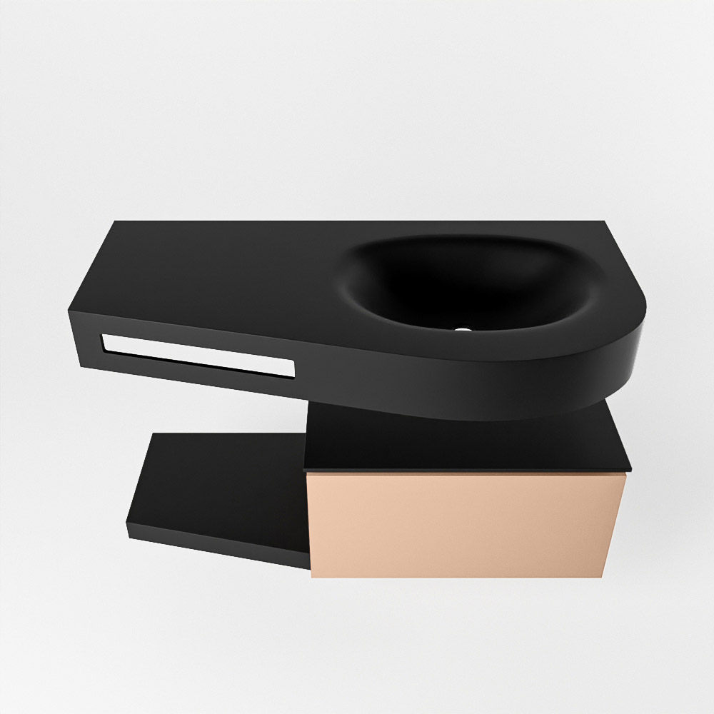 MONDIAZ RIVA 100cm mueble de baño / estante color Rosee con 1 cajón. Lavabo DULCET Derecho sin orificio, color Urban. 6 MONDIAZ RIVA 100cm mueble de baño / estante color Rosee con 1 cajón. Lavabo DULCET Derecho sin orificio, color Urban. - Imagen 6
