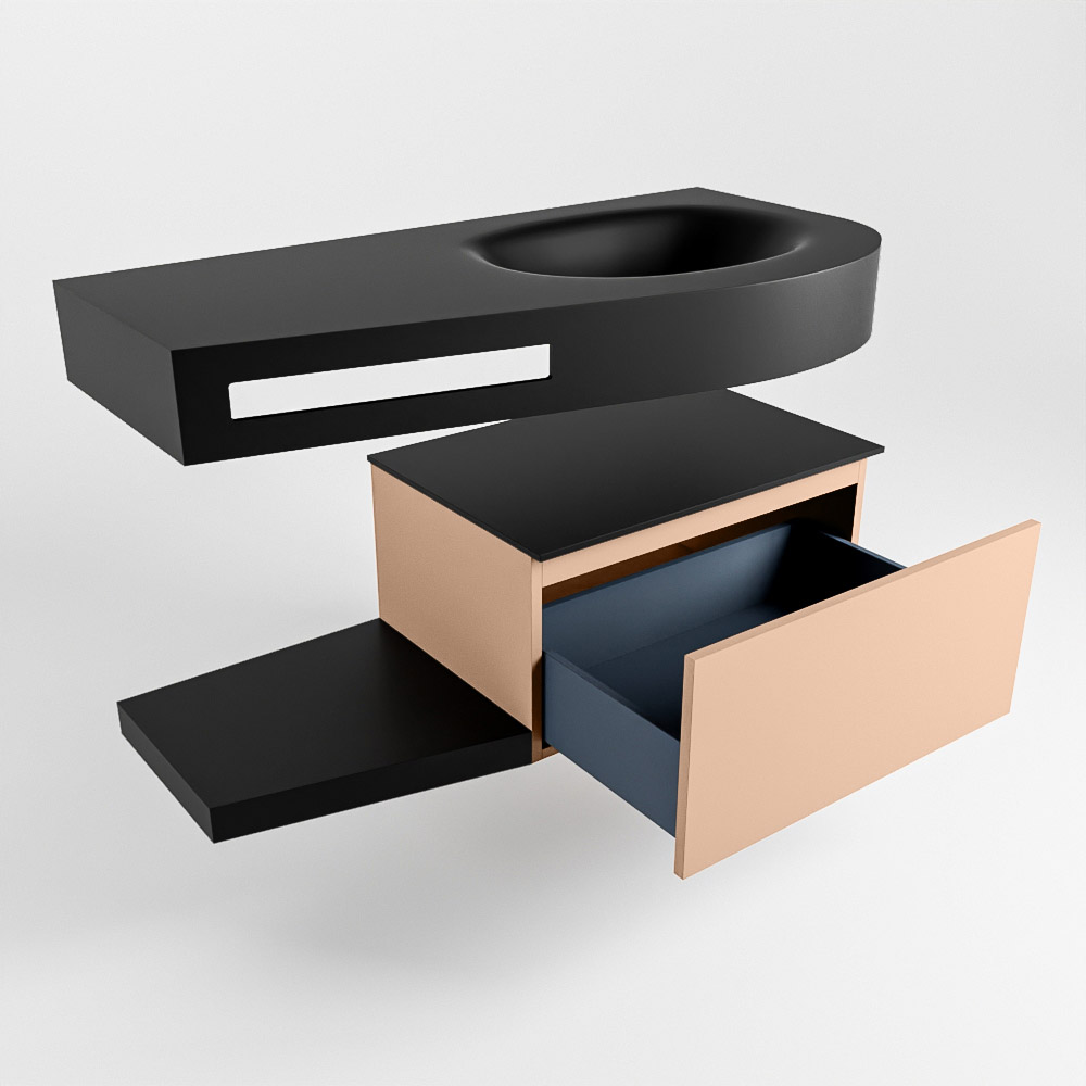 MONDIAZ RIVA 100cm mueble de baño / estante color Rosee con 1 cajón. Lavabo DULCET Derecho sin orificio, color Urban. 5 MONDIAZ RIVA 100cm mueble de baño / estante color Rosee con 1 cajón. Lavabo DULCET Derecho sin orificio, color Urban. - Imagen 5