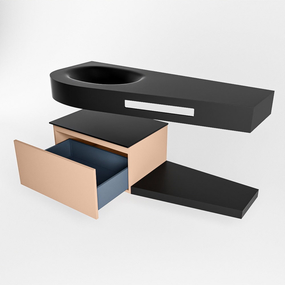 MONDIAZ RIVA 120cm mueble de baño / estante color Rosee con 1 cajón. Lavabo DULCET Izquierda sin orificio, color Urban. 5 MONDIAZ RIVA 120cm mueble de baño / estante color Rosee con 1 cajón. Lavabo DULCET Izquierda sin orificio, color Urban. - Imagen 5