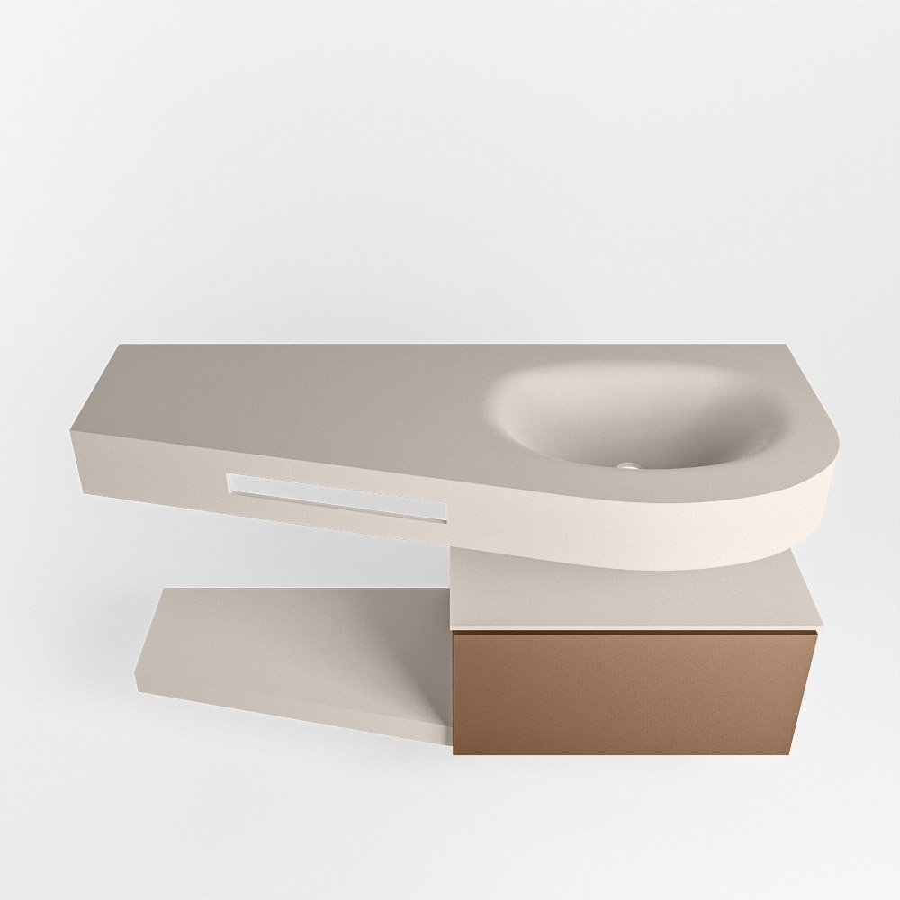 MONDIAZ RIVA 120cm mueble de baño / estante color Rust con 1 cajón. Lavabo DULCET Derecho sin orificio, color Linen. 6 MONDIAZ RIVA 120cm mueble de baño / estante color Rust con 1 cajón. Lavabo DULCET Derecho sin orificio, color Linen. - Imagen 6