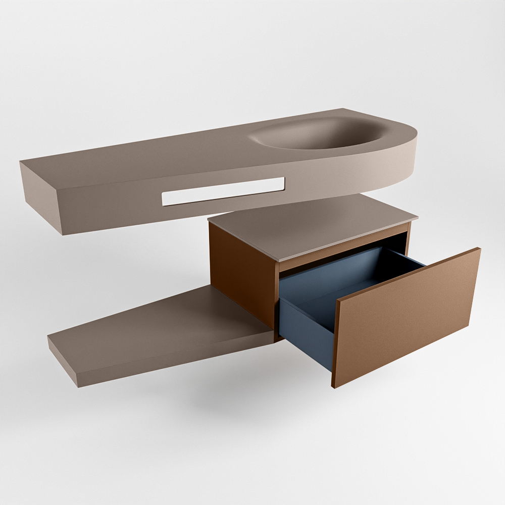MONDIAZ RIVA 120cm mueble de baño / estante color Rust con 1 cajón. Lavabo DULCET Derecho sin orificio, color Smoke. 5 MONDIAZ RIVA 120cm mueble de baño / estante color Rust con 1 cajón. Lavabo DULCET Derecho sin orificio, color Smoke. - Imagen 5