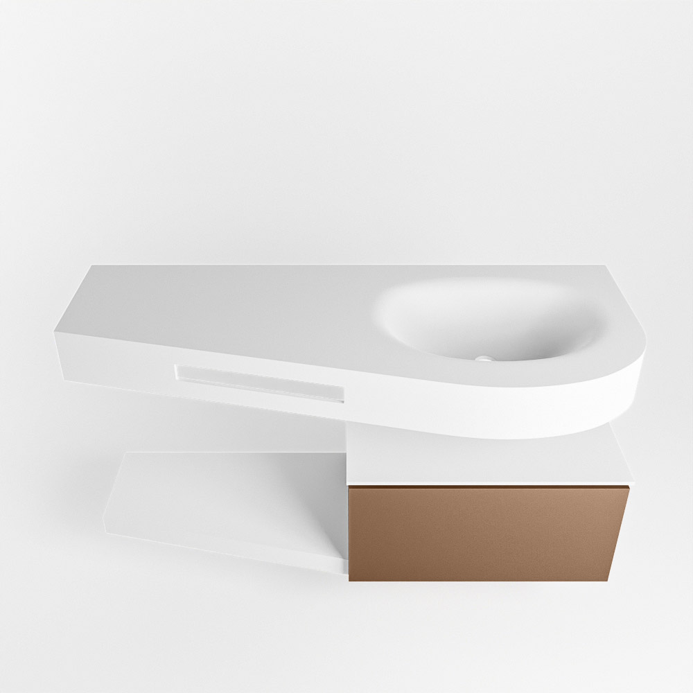 MONDIAZ RIVA 120cm mueble de baño / estante color Rust con 1 cajón. Lavabo DULCET Derecho 1 orificio, color Talc. 6 MONDIAZ RIVA 120cm mueble de baño / estante color Rust con 1 cajón. Lavabo DULCET Derecho 1 orificio, color Talc. - Imagen 6