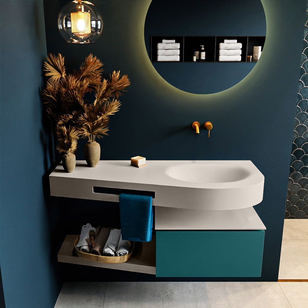 MONDIAZ RIVA 120cm mueble de baño / estante color Smag con 1 cajón. Lavabo DULCET Derecho sin orificio, color Linen. 3 MONDIAZ RIVA 120cm mueble de baño / estante color Smag con 1 cajón. Lavabo DULCET Derecho sin orificio, color Linen. - Imagen 3